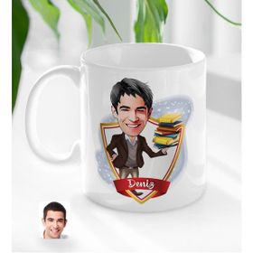 BK Kişiye Özel Isimli Erkek Öğretmen Karikatürlü Beyaz Kupa Bardak