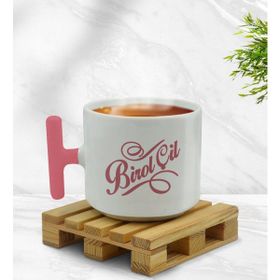 BK Kişiye Özel İsimli Pembe T Kulplu Middle Model-5 Kupa Bardak