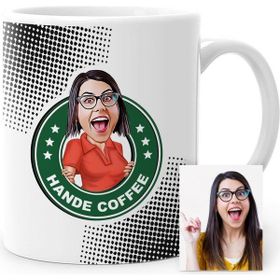 BK Kişiye Özel Kahve Logolu Karikatür Beyaz Kupa Bardak