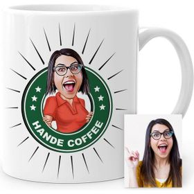 BK Kişiye Özel Kahve Logolu Karikatür Beyaz Kupa Bardak