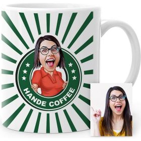 BK Kişiye Özel Kahve Logolu Karikatür Beyaz Kupa Bardak