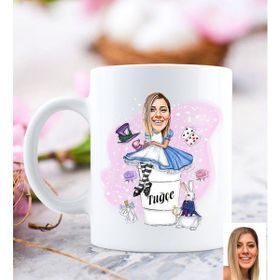 BK Kişiye Özel Karikatürlü Harikalar Diyarı Beyaz Kupa Bardak