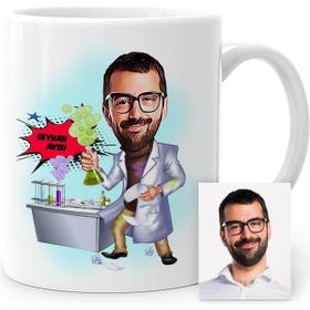 BK Kişiye Özel Kimya Mühendisi Karikatür Beyaz Kupa Bardak