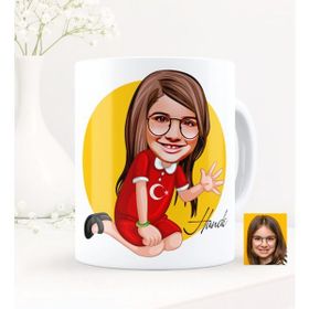 BK Kişiye Özel Kız Çocuk Karikatürlü-2 Beyaz Kupa Bardak