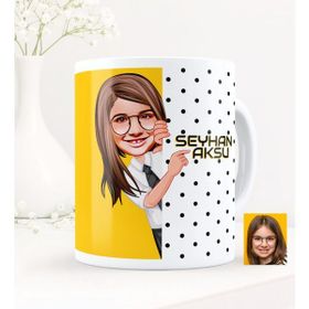 BK Kişiye Özel Kız Çocuk Karikatürlü Beyaz Kupa Bardak