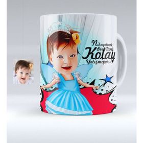 BK Kişiye Özel Kız Çocuk Karikatürlü Beyaz Kupa Bardak