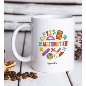 BK Kişiye Özel Matematik Öğretmeni Beyaz Kupa Bardak