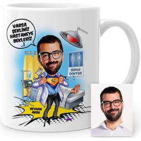 BK Kişiye Özel Mesleki Doktor Karikatür Beyaz Kupa Bardak