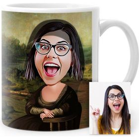 BK Kişiye Özel Mona Lisa Karikatür Beyaz Kupa Bardak