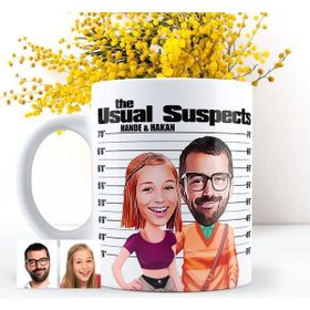 BK Kişiye Özel Olağan Şüpheliler Karikatürlü Beyaz Kupa Bardak