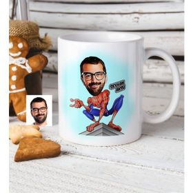 BK Kişiye Özel Örümcek Adam Karikatür Beyaz Kupa Bardak