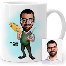 BK Kişiye Özel Ressam Karikatür Beyaz Kupa Bardak