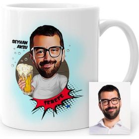 BK Kişiye Özel Şerefe Karikatür Beyaz Kupa Bardak