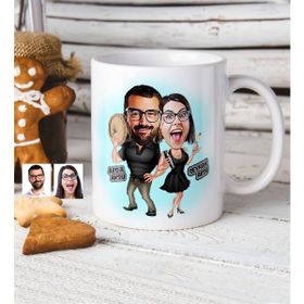BK Kişiye Özel Sevgililer Karikatür Beyaz Kupa Bardak