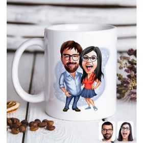 BK Kişiye Özel Sevgililer Karikatürlü Beyaz Kupa Bardak