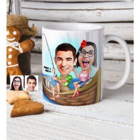 BK Kişiye Özel Sevgililer Karikatürlü Beyaz Kupa Bardak