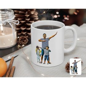 BK Kişiye Özel Tam Boy Baba ve Oğullar Karikatürlü Beyaz Kupa Bardak