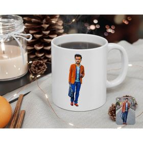 BK Kişiye Özel Tam Boy Erkek Karikatürlü Beyaz Kupa Bardak
