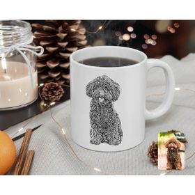 BK Kişiye Özel Tam Boy Karakalem Köpek Karikatürlü Beyaz Kupa Bardak