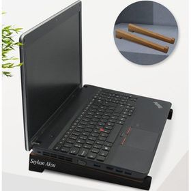 BK Kişiye Özel Taşınabilir Ahşap Siyah Notebook Laptop Standı