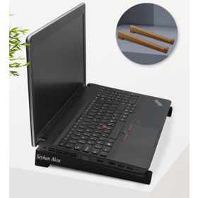BK Kişiye Özel Taşınabilir Ahşap Siyah Notebook Laptop Standı
