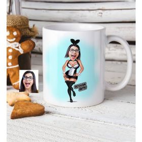 BK Kişiye Özel Tavşan Kız Karikatür Beyaz Kupa Bardak