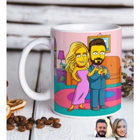 BK Kişiye Özel The Simpsons Sevgililer Figürlü Beyaz Kupa Bardak
