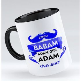 BK Model 1 Benim Babam Adam Gibi Adam Tasarımlı Siyah Beyaz Kupa Bardak