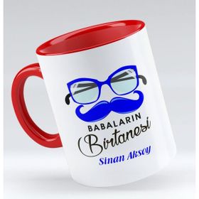BK Model 1 Beyaz Kişiye Özel Babaların Bir Tanesi Tasarımlı Kırmızı Kupa Bardak