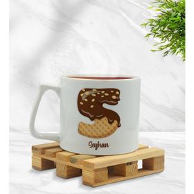 BK Model 1 Çikolata Harf Tasarımlı Middle Beyaz Kupa Bardak