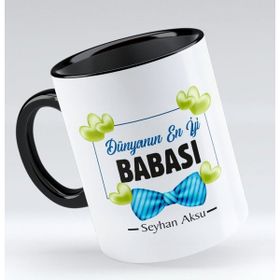 BK Model 1 Dünyanın En Iyi Babası Tasarımlı Siyah Beyaz Kupa Bardak