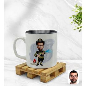 BK Model 1 Itfaiyeci Karikatürlü Siyah Kupa Bardak