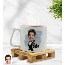 BK Model 1 Kişiye Özel Baba Godfather Karikatürlü Middle Beyaz Kupa Bardak