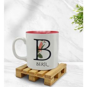 BK Model 10 Baş Harfli Isimli Kırmızı Beyaz Kupa Bardak