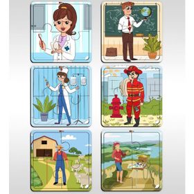 BK Model 10 Toys Çocuklar İçin Eğitici-Öğretici Ahşap 4 Parça Yapboz 6 Adet Puzzle