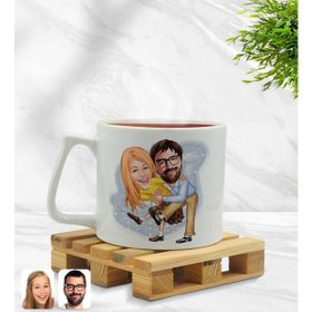 BK Model 102 Sevgililer Karikatürlü Middle Beyaz Kupa Bardak
