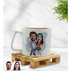 BK Model 105 Sevgililer Karikatürlü Middle Beyaz Kupa Bardak