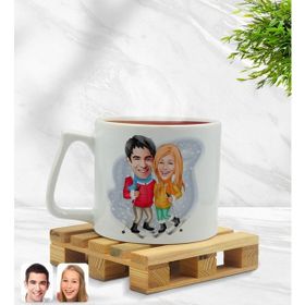 BK Model 107 Sevgililer Karikatürlü Middle Beyaz Kupa Bardak