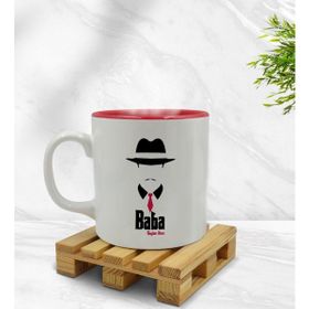 BK Model 11 Beyaz Kişiye Özel Baba Godfather Tasarımlı İçi Kırmızı Renkli Kupa Bardak