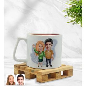 BK Model 110 Sevgililer Karikatürlü Middle Beyaz Kupa Bardak
