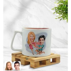 BK Model 19 Sevgililer Karikatürlü Middle Beyaz Kupa Bardak