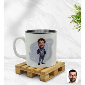 BK Model 2 Baba Karikatürlü Siyah Beyaz Kupa Bardak