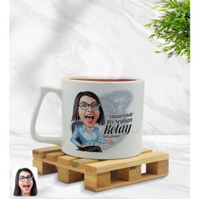 BK Model 2 Kadın Kolay Yetişmiyor Karikatürlü Middle Beyaz Kupa Bardak