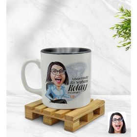 BK Model 2 Kadın Nihayetinde Karikatürlü Siyah Kupa Bardak