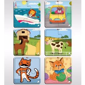 BK Model 3 Toys Çocuklar İçin Eğitici-Öğretici Ahşap 4 Parça Yapboz 6X Puzzle