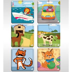 BK Model 3 Toys Çocuklar İçin Eğitici-Öğretici Ahşap 4 Parça Yapboz 6X Puzzle