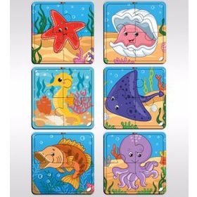 BK Model 6 Toys Çocuklar İçin Eğitici-Öğretici Ahşap 4 Parça Yapboz 6 Adet Puzzle