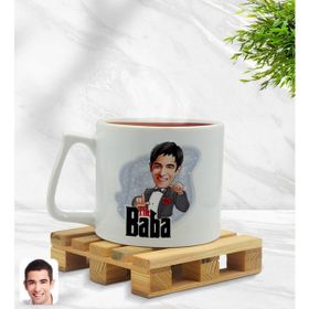 BK Model 7 Kişiye Özel Baba Godfather Karikatürlü Middle Beyaz Kupa Bardak