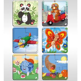 BK Model 7 Toys Çocuklar İçin Eğitici-Öğretici Ahşap 4 Parça Yapboz 6 Adet Puzzle