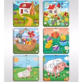 BK Model 9 Toys Çocuklar İçin Eğitici-Öğretici Ahşap 4 Parça Yapboz 6 Adet Puzzle